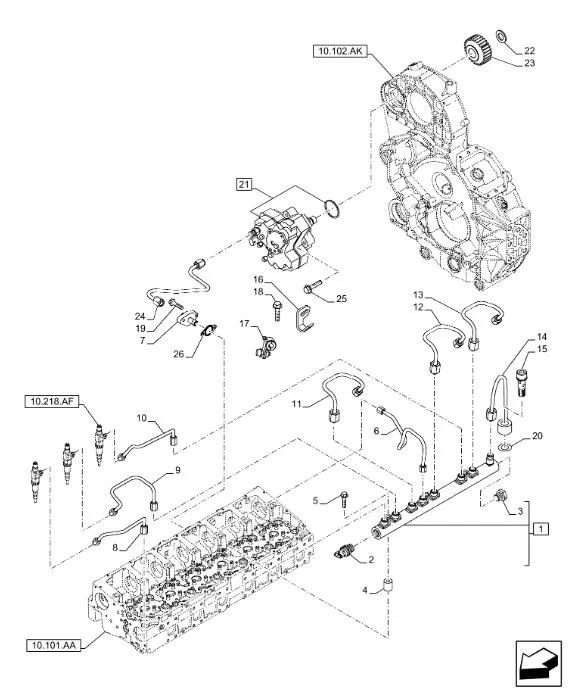 504126983 - Трубка топл. подачи на форсунку с рампы ДВС Cursor9 T8./Mg., CS, CSX, CX6/8, Axion9